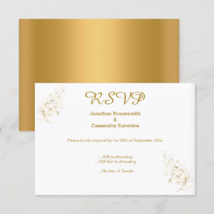 INVITATION ELÉGANT SIMPLE OR FEUILLE OR REVERS RSVP