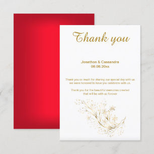INVITATION ÉLÉGANT SIMPLE OR ROUGE MERCI INVERSE