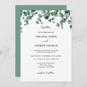 Invitation Elégant simple Rustique Eucalyptus Mariage de verd