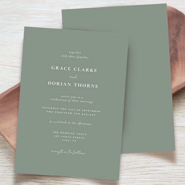 Invitation Élégant Simple Sage Green Neutral Classic Mariage (Créateur téléchargé)