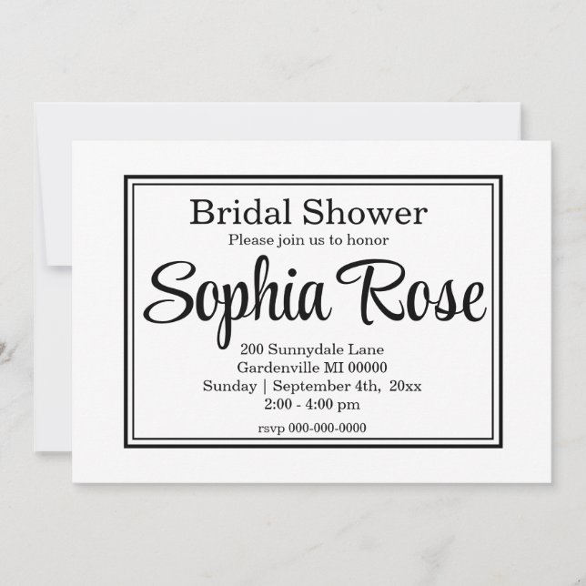Invitation Elegant Simple script nuptiale douche (Devant)