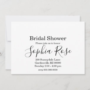 Invitation Elegant Simple script nuptiale douche
