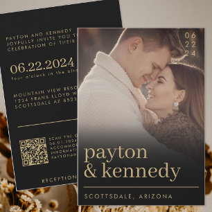 Invitation Élégant simple stylish chic moderne QR Code photo