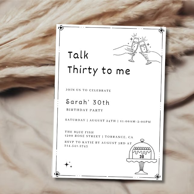 Invitation Élégant simple Talk 30 To Me 30th Birthday Party (Créateur téléchargé)