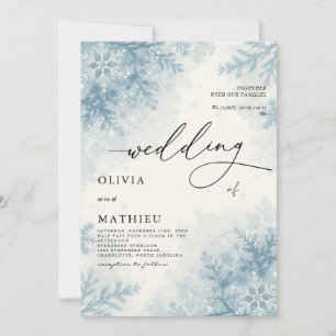 Invitation Elégant Sky Blue Snowflake Mariage d'hiver