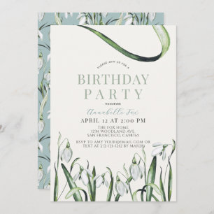 Invitation Elégant Snowdrops Aquarelle Adulte Anniversaire