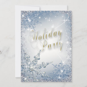 Invitation Élégant Snowflakes Blue Ice Holiday Party Invit