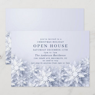 Invitation Élégant Snowflakes Noël VACANCES Open House