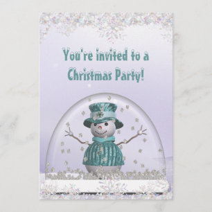 Invitation Élégant SnowGlobe & Snowman Christmas Party