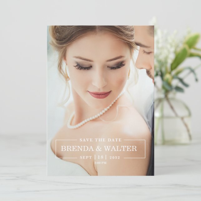 Invitation Elegant Soft Focus Custom Photo Portrait Wedding (Debout devant)