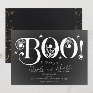 Invitation Élégant sombre BOO noir blanc mariage d'Halloween 
