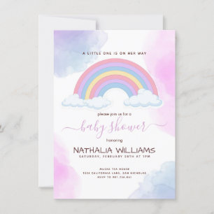 Invitation Elégant Son A Girl Aquarelle Baby shower arc-en-ci