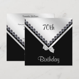 Invitation Elégant Sparkly Diamonds & Silver Bow 70e