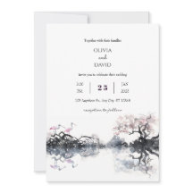 Elégant Spoonbill Couple Watercolor Plage Mariage