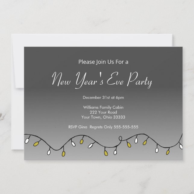 Invitation Elegant String Lights  New Year's Eve Party 2026 (Devant)