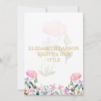 Invitation Elegant Striped Floral Beauty Artist Hair and Make