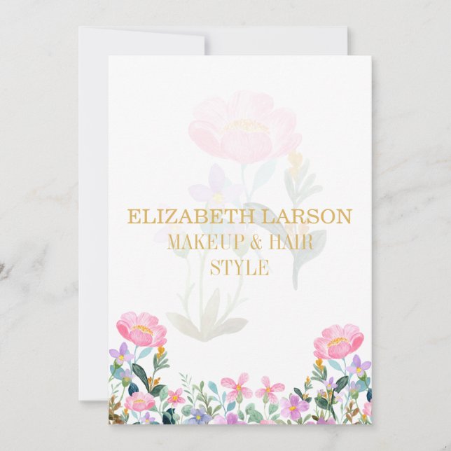 Invitation Elegant Striped Floral Beauty Artist Hair and Make (Devant)