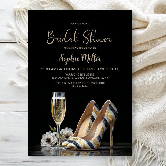 Invitation Elegant Striped High Heel Shoes Bridal Shower (Créateur téléchargé)