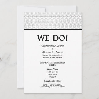 Invitation Élégant style Art déco noir et blanc