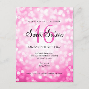 Invitation Élégant sucré 16 Parties scintillant roses d'anniv