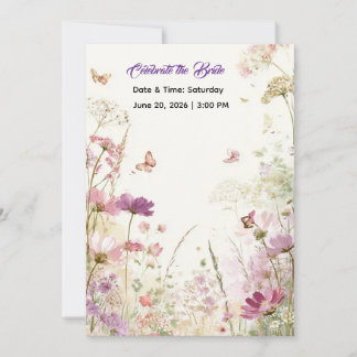 Invitation Elegant Summer Meadow Wildflowers Bridal Shower