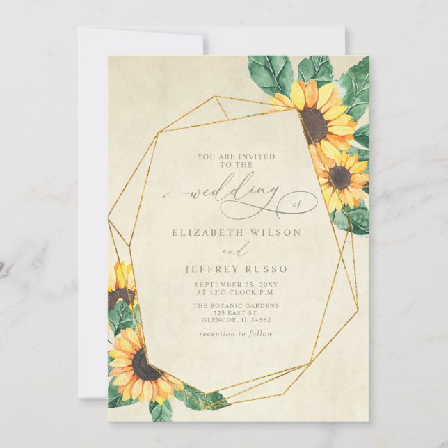 Invitation Elegant Sunflowers Garden Floral Wedding (Devant)