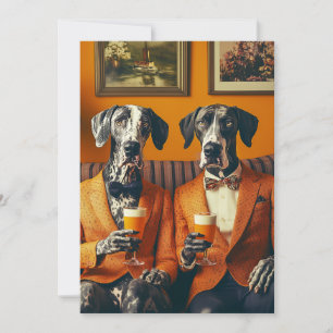 Invitation Elégant Super Chiens Danois Costumes Orange