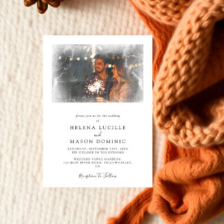 Invitation Élégant superposition photo simple Mariage propre