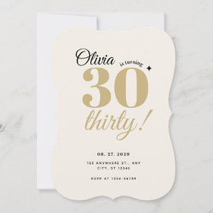 Invitation Élégant Support de Champagne Or 30ème Anniversaire