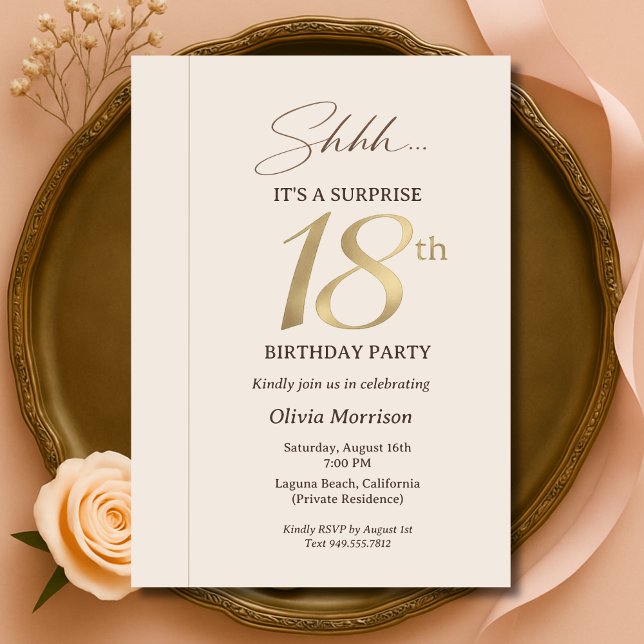Invitation Elegant Surprise 18th Birthday (Créateur téléchargé)