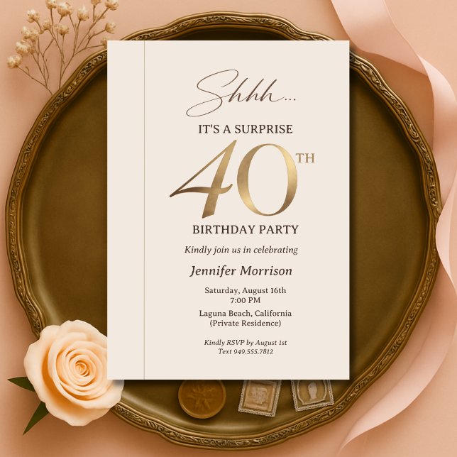 Invitation Elegant Surprise 40th Birthday (Créateur téléchargé)