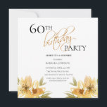 Invitation Elégant Surprise Jaune Floral 60e anniversaire<br><div class="desc">Elégant Surprise Jaune Floral 60e anniversaire</div>