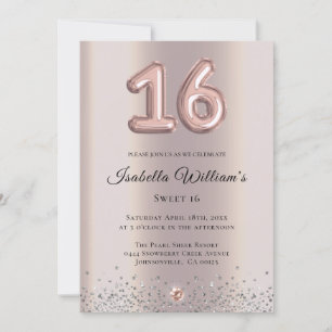 Invitation Élégant Sweet 16 Anniversaire Rose de ballon or hu