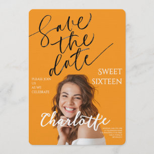 Invitation Élégant Sweet 16 Enregistrer la Date Anniversaire