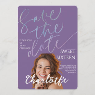 Invitation Elégant Sweet 16 Enregistrer la date d'anniversair
