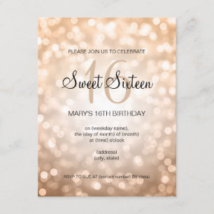 Invitation Élégant Sweet 16 lumières Parties scintillant en c