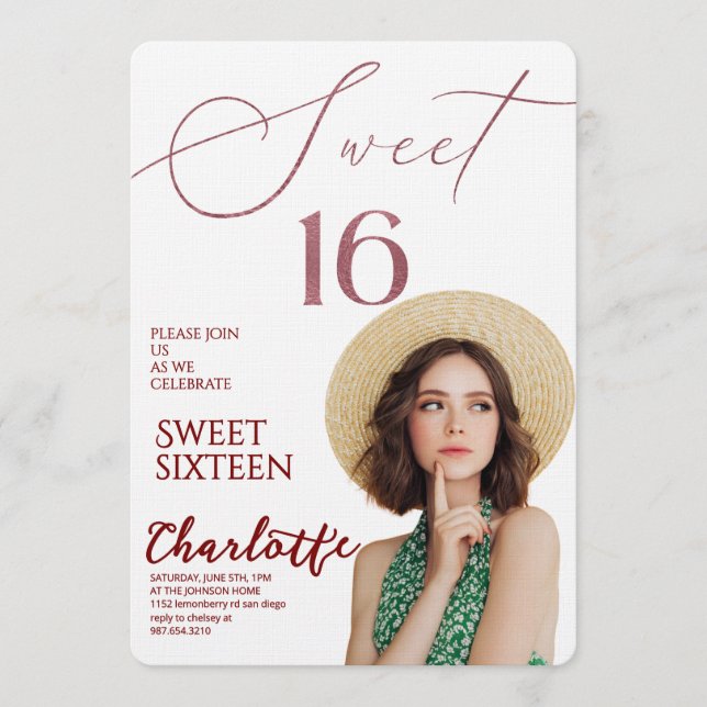 Invitation Elegant Sweet 16 Save the Date Birthday (Devant)