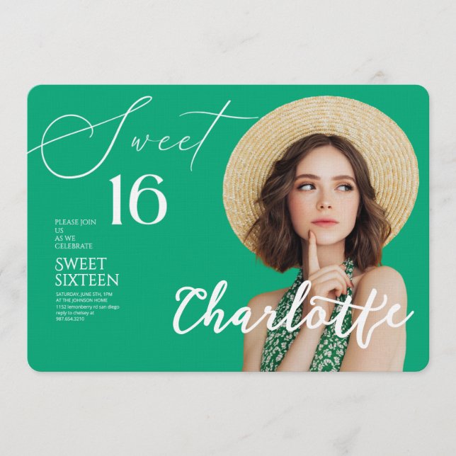 Invitation Elegant Sweet 16 Save the Date Birthday (Devant)