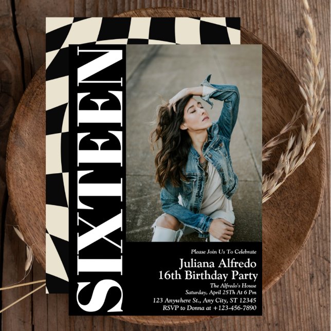 Invitation Elégant Sweet sixteen 16ème anniversaire de fête P (Créateur téléchargé)