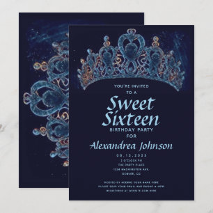 Invitation Elégant Sweet sixteen de la Couronne 16e anniversa