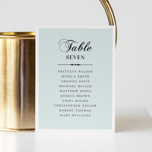 Invitation Élégant tableau de sièges mariage en écriture bleu