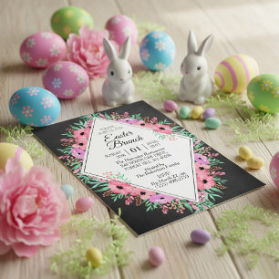 Invitation Elégant tableau floral Brunch de Pâques