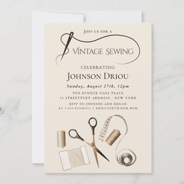 Invitation Elegant Tailor & Sewing Party (Devant)