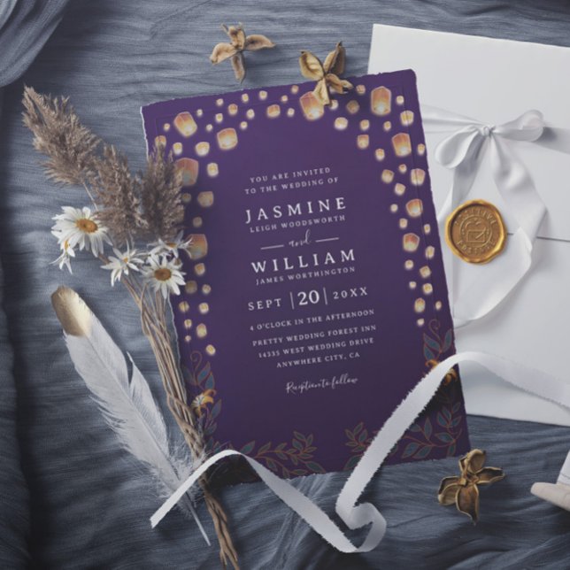 Invitation Elegant Tangled Lanterns Modern Minimalist Wedding (Créateur téléchargé)