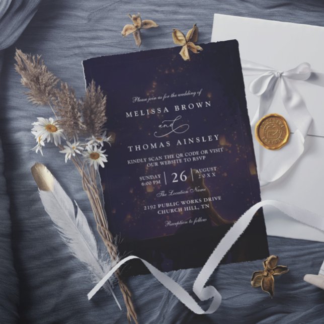 Invitation Elegant Tangled Lanterns Modern QR Code Wedding (Créateur téléchargé)