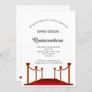 Invitation Elégant tapis rouge Quinceañera Sweet 16 Custom