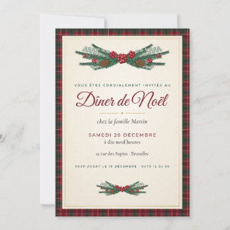 Invitation Elegant Tartan Plaid Christmas Dinner Party Invita