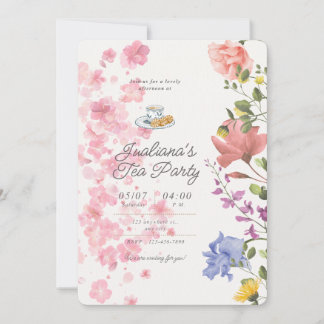 Invitation Elegant Tea Party Vibes – Vintage Floral Style