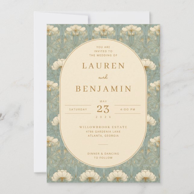 Invitation Elegant Teal Floral (Devant)