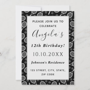 Invitation Élégant Tennis Rackets Joueur Balls Anniversaire